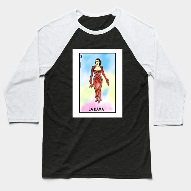 La Dama Loteria Fright Night Baseball T-Shirt by DougSQ